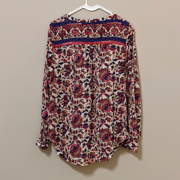 Lucky Brand Block Print Henley Blouse Size small - Picture 4 of 4
